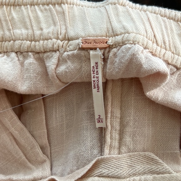 Free People Lotta Love Pleated Wide Leg Cotton Pants In Pebble. - Picture 9 of 12